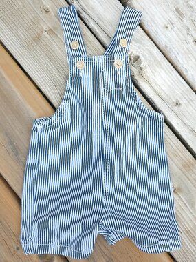CUTE Cuddlesome Railroad Stripe Baby Overalls 3-6 months 6-8kg